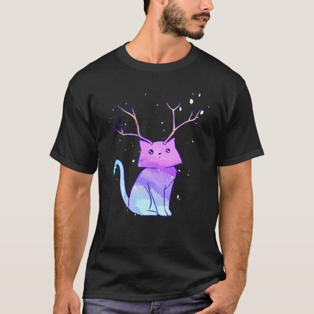 Rainbow Antler Cat Classic T-Shirt (Front)