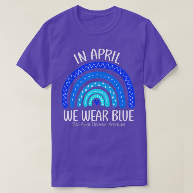 Rainbow April We Wear Blue Child Abuse Prevention  T-Shirt (Design Front)
