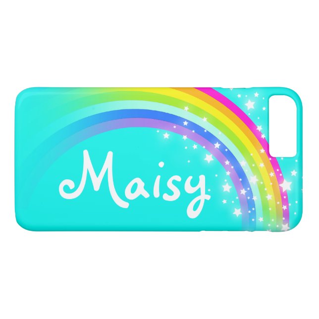 Rainbow aqua add you short name iphone case (Back (Horizontal))