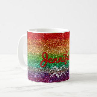 Rainbow Aquarius Rose Personalised  Coffee Mug