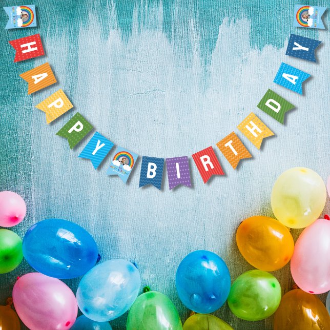 Rainbow Arch Over The Clouds Baby's First Birthday Bunting (Creator Uploaded)