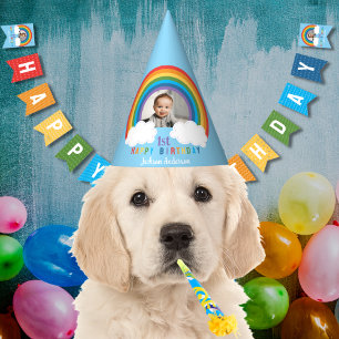 Rainbow Arch Over The Clouds Baby's First Birthday Party Hat