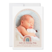 Rainbow Arch Photo 1st Birthday Inviation