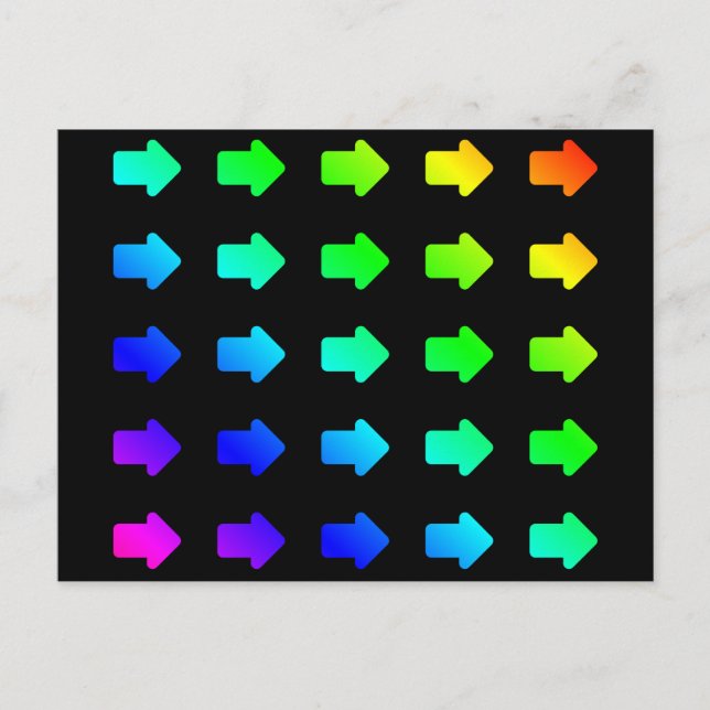 Rainbow Arrows Colourful Multicolor Right Arrow Postcard (Front)