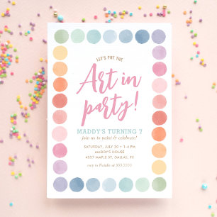 Rainbow Art Birthday Party Invitation