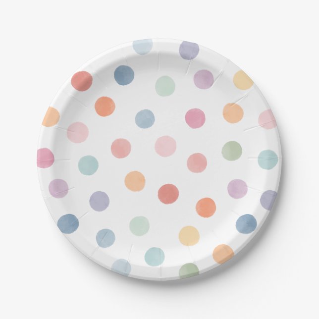 Rainbow Art Birthday Party Paper Plate (Front)