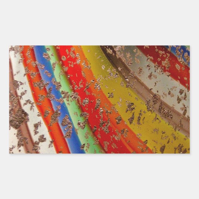 Rainbow Art Glass Rectangular Sticker (Front)