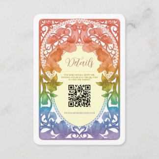 Rainbow Art Nouveau QR Code Wedding Enclosure Card
