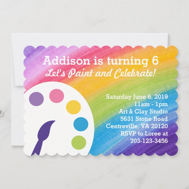 Rainbow Art Party Invitation (Front)