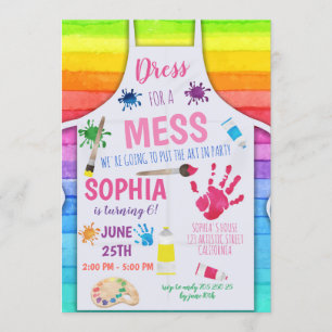 Rainbow Art Party Invitation Girl Birthday