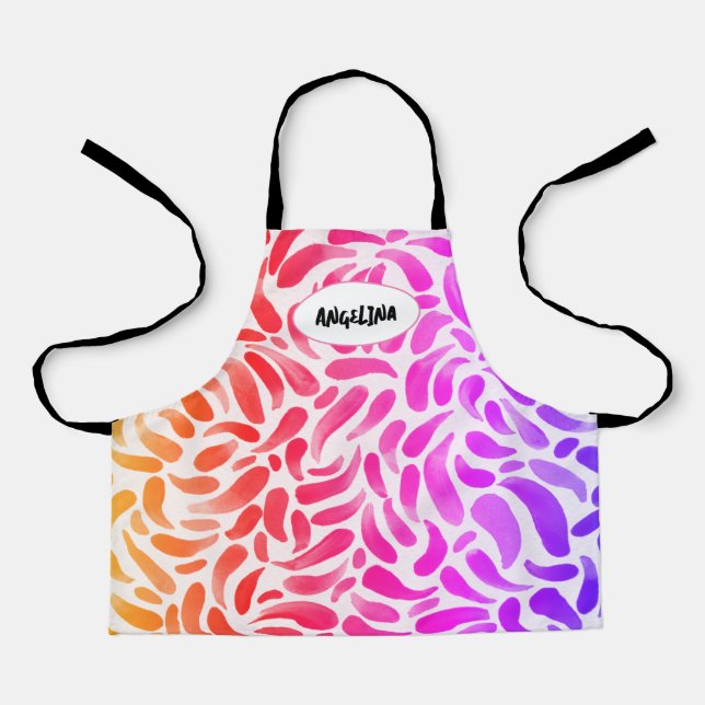 Rainbow Art Themed Painting Party Girl Birthday Apron (Front)