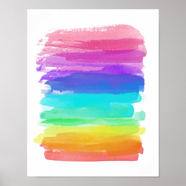 Rainbow Artist Brushstrokes Minimalist Mod Happy Poster (Front)