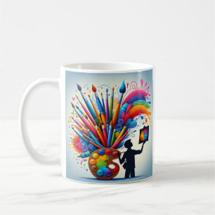 Rainbow Artist Painter coffee tea mug cup ceramic 