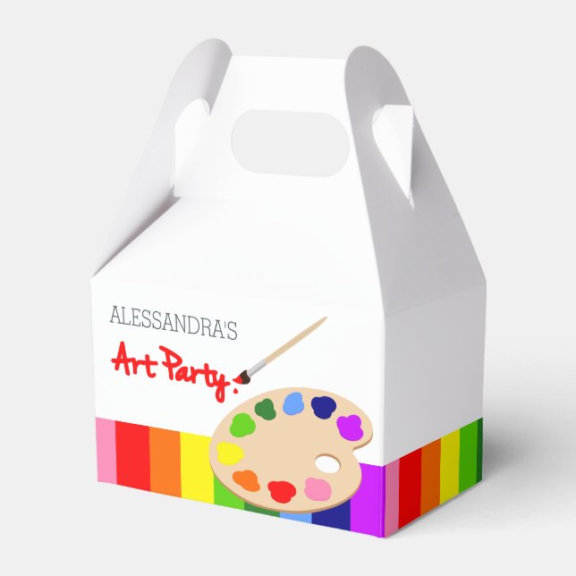 Rainbow Artist Palette Painting Birthday Party Favour Box (Front Side)