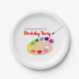 Rainbow Artist Palette Painting Birthday Party Paper Plate
