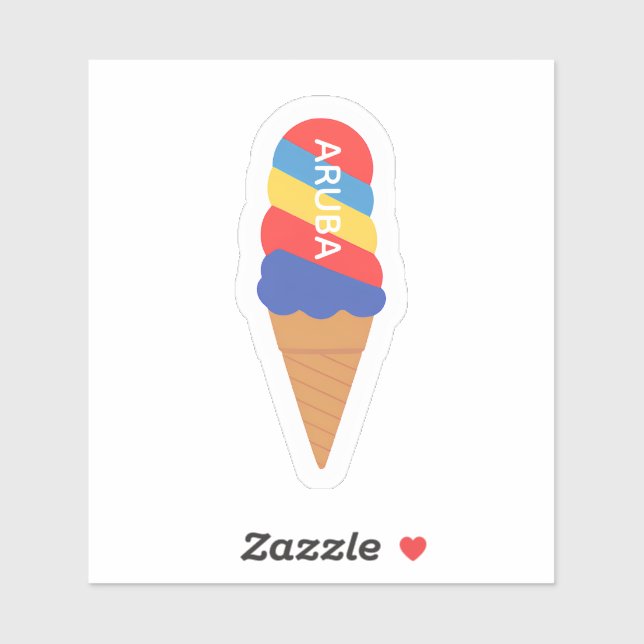 Rainbow aruba ice cream cone sticker (Sheet)