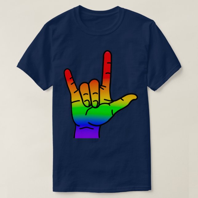 Rainbow ASL quotI Love Youquot T-Shirt (Design Front)