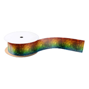 Rainbow Astral Glitter Only Love Is Real Satin Ribbon