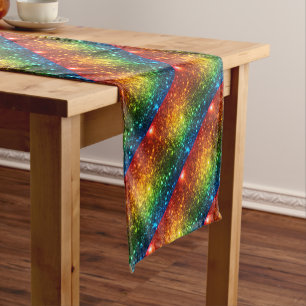 Rainbow Astral Glitter Only Love Is Real Short Table Runner