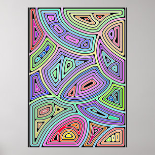 rainbow asymmetrical abstract shapes 2 poster