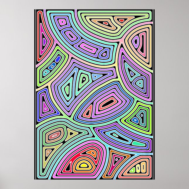 rainbow asymmetrical abstract shapes 2 poster (Front)