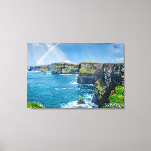 Rainbow at Cliff's of Moher Landscape  Canvas Print