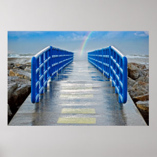 Rainbow at end of pier poster