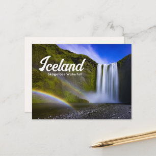 Rainbow at Skógafoss Waterfall Iceland Postcard