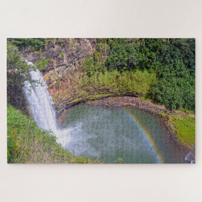 Rainbow at Wailua Falls, Kauai, Hawaii Jigsaw Puzzle (Horizontal)