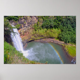 Rainbow at Wailua Falls, Kauai, Hawaii Poster
