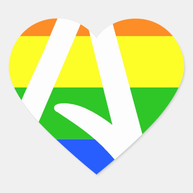 Rainbow Atheist Flag Heart Sticker (Front)