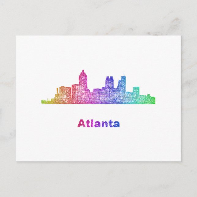 Rainbow Atlanta skyline Postcard (Front)