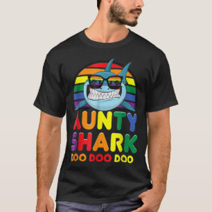 Rainbow Aunty Shark Sunglass Auntie Mother'S Day  T-Shirt