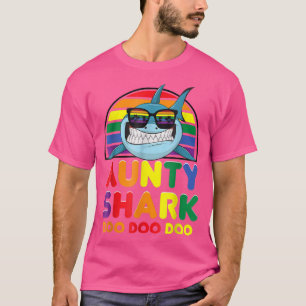 Rainbow Aunty Shark Sunglass Auntie Mother'S Day T-Shirt