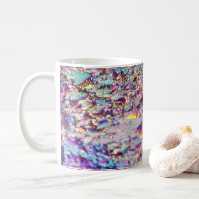 Rainbow Aura Crystals Coffee Mug (With Donut)