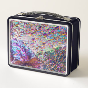 Rainbow Aura Crystals Metal Lunch Box