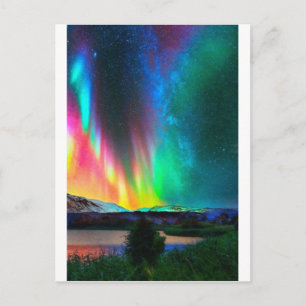 rainbow Aurora Borealis art2 Postcard