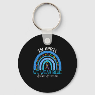 Rainbow Autism In April We Wear Blue Autism Key Ring