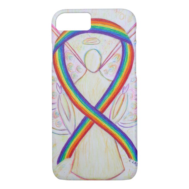Rainbow Awareness Ribbon Angel Custom iPhone7 Case (Back)