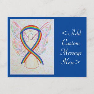Rainbow Awareness Ribbon Angel Custom Postcard
