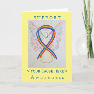 Rainbow Awareness Ribbon Angel Customised Card