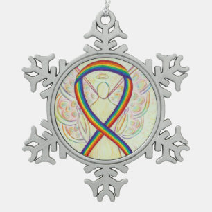 Rainbow Awareness Ribbon Angel Customised Ornament