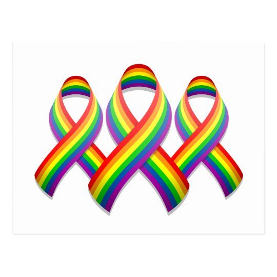 Rainbow Awareness Ribbon Trio Postcard