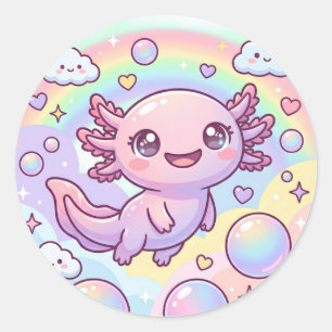 Rainbow Axolotl Dreams Classic Round Sticker