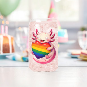 Rainbow Axolotl Heart Pride Amphibian Can Glass