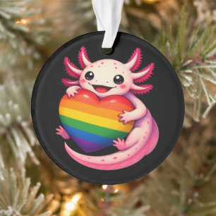 Rainbow Axolotl Heart Pride Amphibian Ornament