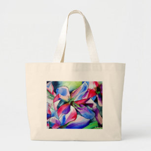 Rainbow Azalea flower original watercolor painting Large Tote Bag