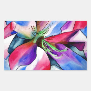 Rainbow Azalea flower original watercolor painting Rectangular Sticker