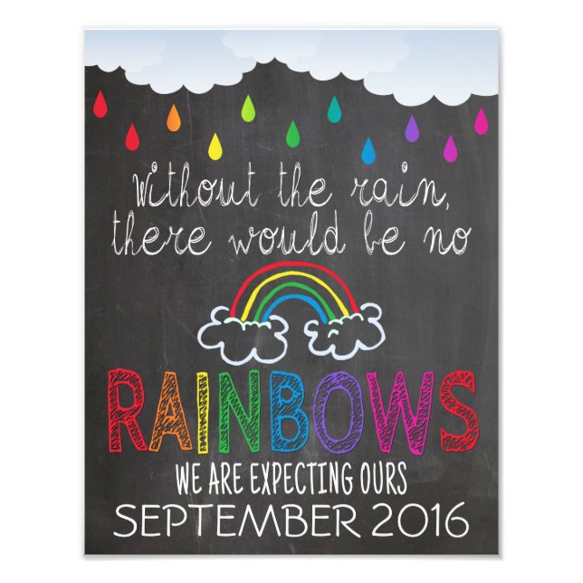 Rainbow Baby Announcement Photo Prop Sign, 11 x 14 (Front)