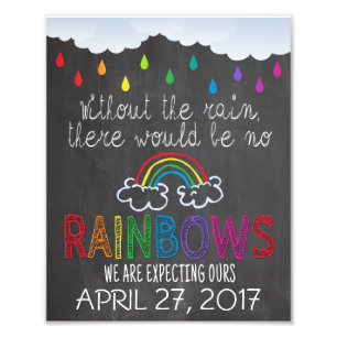 Rainbow Baby Announcement Photo Prop Sign, 8 x 10